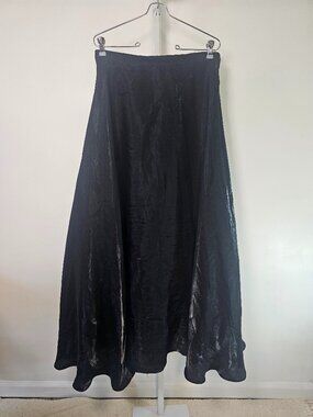 Vintage JS Collections Skirt Black Satin Maxi Formal Toile Goth Whimsigoth 12
